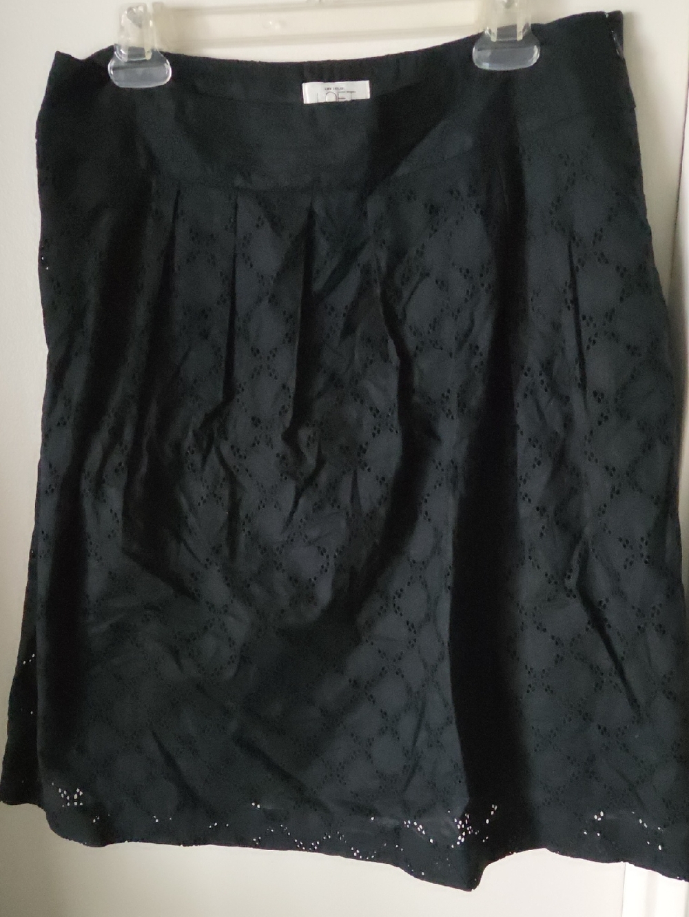 LOFT Black Eyelet A-Line Skirt